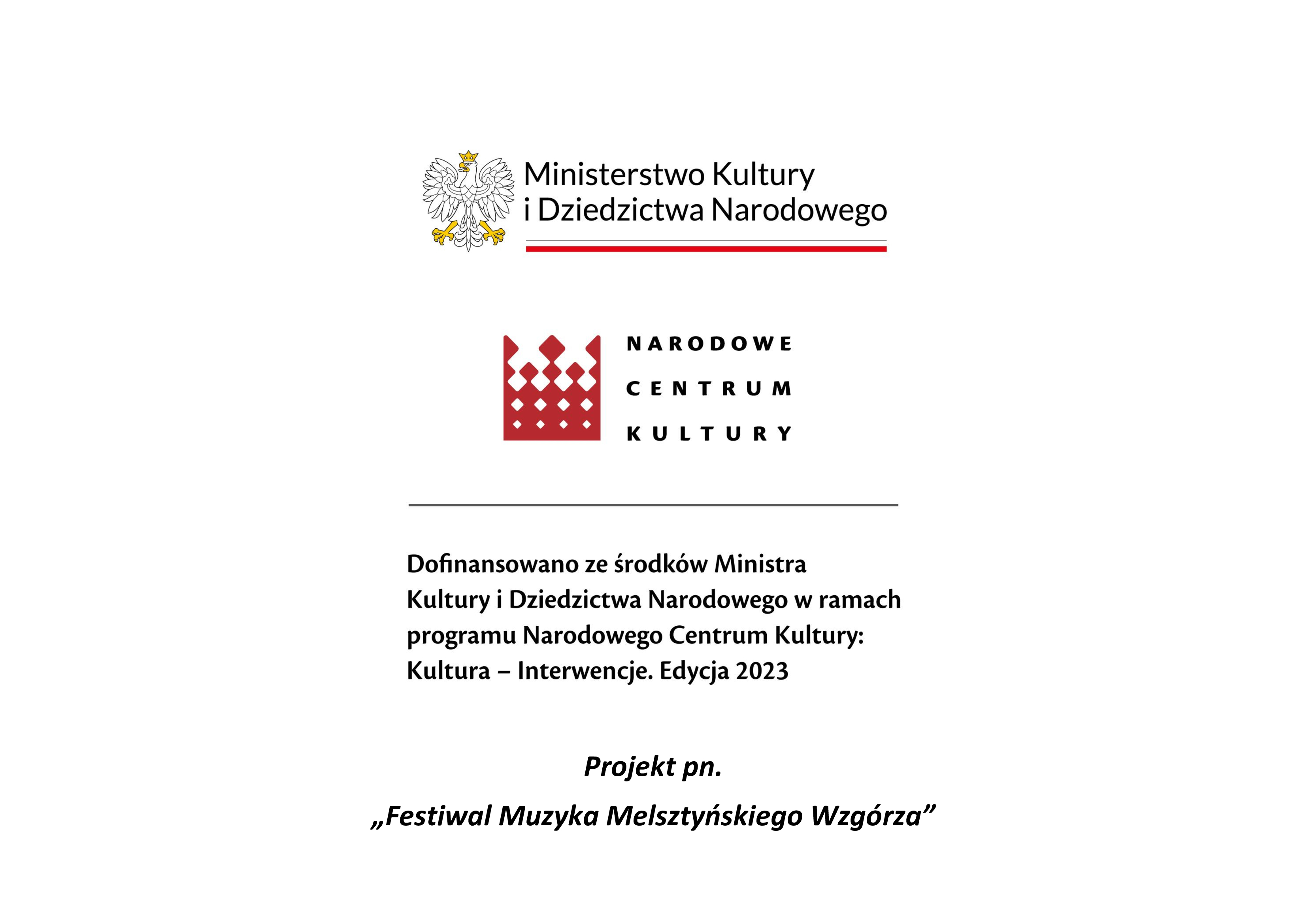 Informacja o dofinansowaniu Festiwal Muzyka Melszyuńskiego Wzgórza